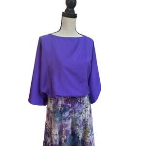 Ralph Lauren Black Label Women’s 100 Silk Blouse Top Purple Size 8 Flowy Elegant
